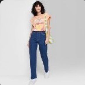 Wild Fable Super High Rise Straight Jeans Contrast Stitch